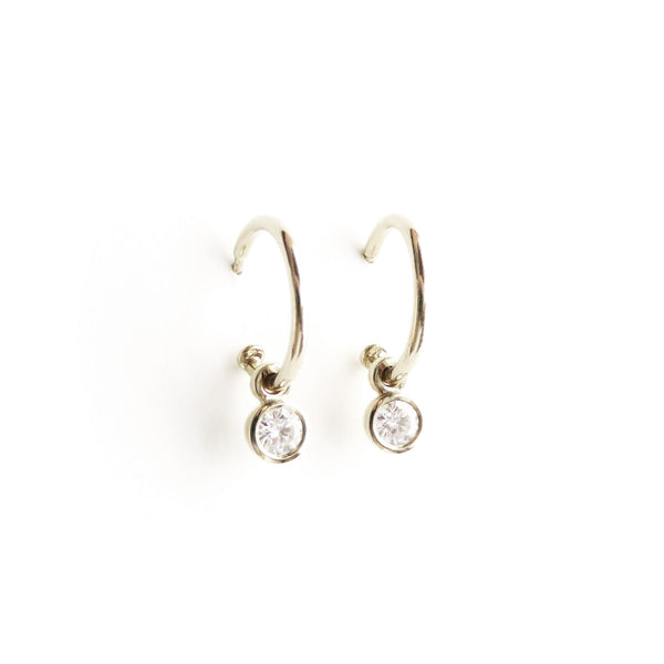The Aether Drop Earrings - Bezel Set in White Gold