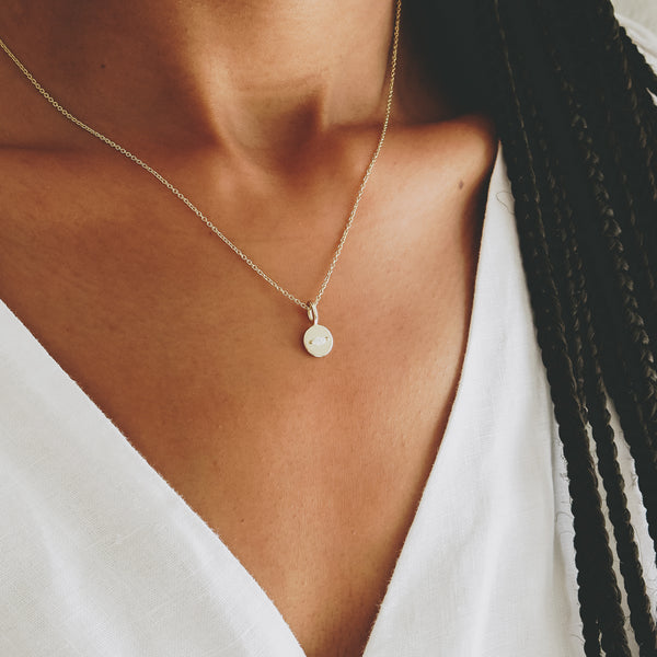 The Juno Disc Pendant - with Marquise Moissanite in Rose Gold