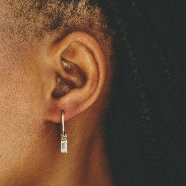 The Hera Drop Earrings - Channel Set in White Gold