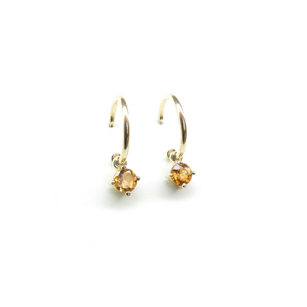 Four Claw Round Citrine Charm Sleepers in  Yellow Gold