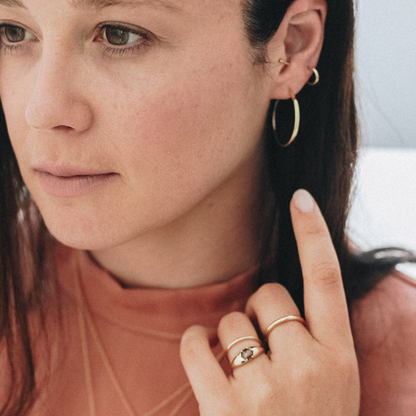 Large Hoop Earrings in White Gold