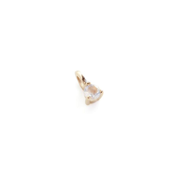 Three Claw Mini Moonstone Pendant Charm in Yellow Gold