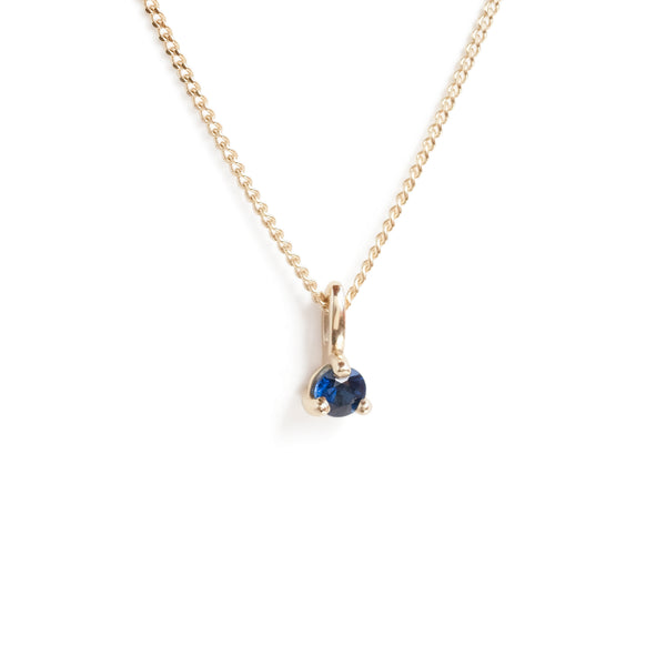 Three Claw Mini Sapphire Pendant in Yellow Gold