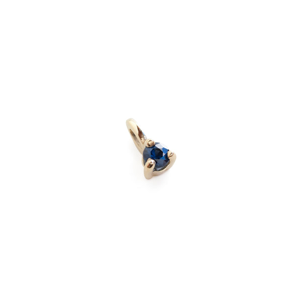 Three Claw Mini Sapphire Pendant Charm in Yellow Gold