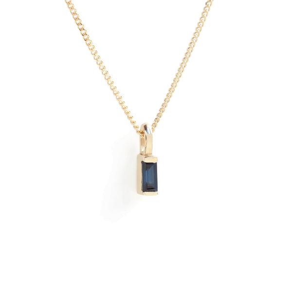 Mini Baguette Sapphire Pendant in Yellow Gold