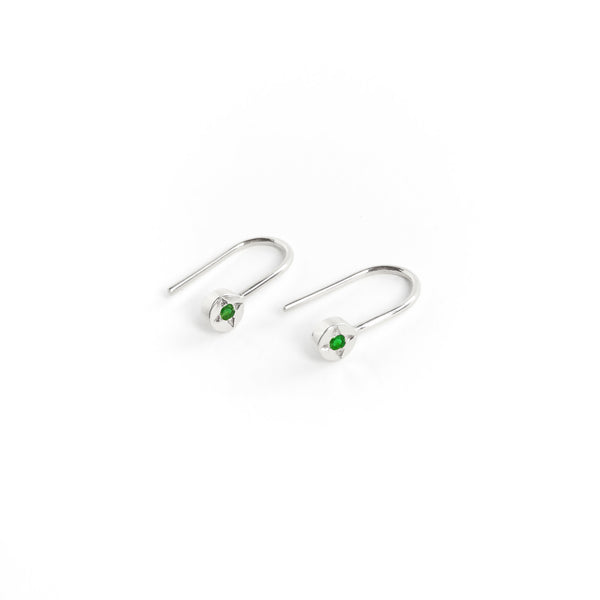Emerald  Dot Earrings in Silver