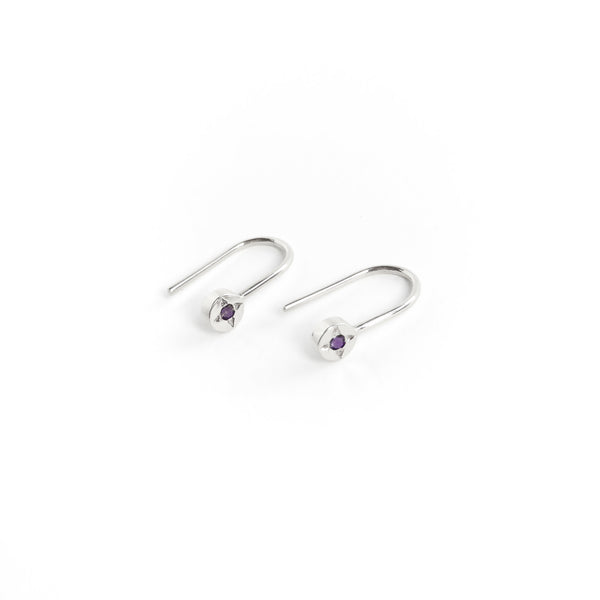 Amethyst Dot Earrings in Silver