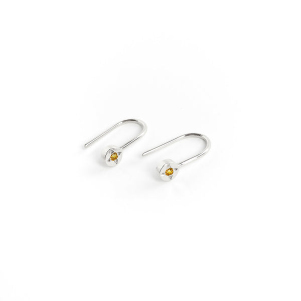 Citrine Dot Earrings in Silver