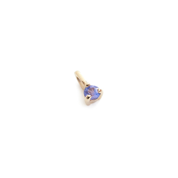 Three Claw Mini Tanzanite Pendant Charm in Yellow Gold