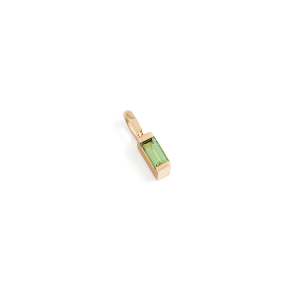 Mini Baguette Tourmaline Pendant Charm in Yellow Gold