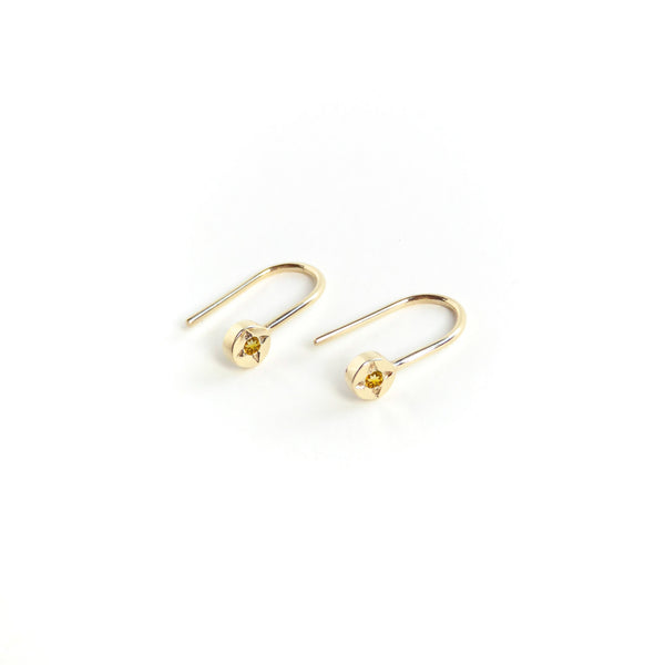 Citrine Dot Earrings in Yellow Gold