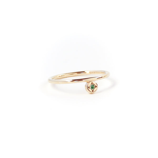 Emerald Dot Ring in Yellow Gold