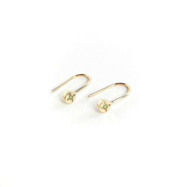 Peridot Dot Earrings in Yellow Gold