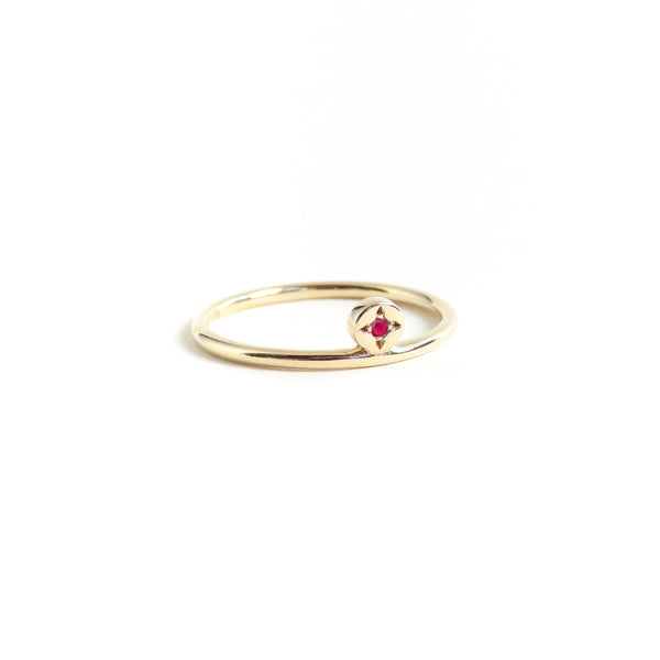 Ruby Dot Ring in Yellow Gold