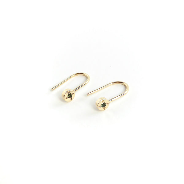 Tourmaline Dot Earrings in Yellow Gold