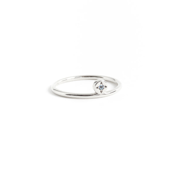 Aquamarine Dot Ring in Silver