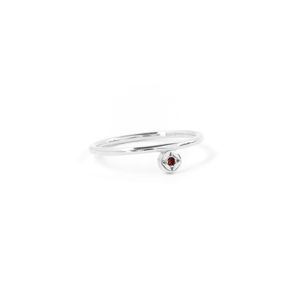 Garnet Dot Ring in Silver