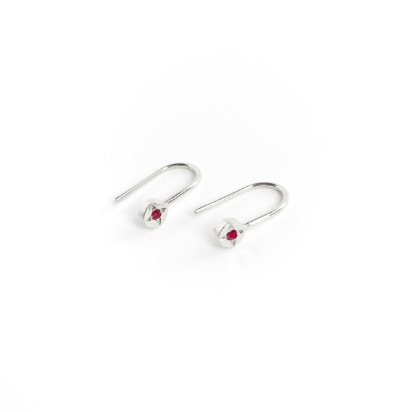 Ruby Dot Earrings in Silver