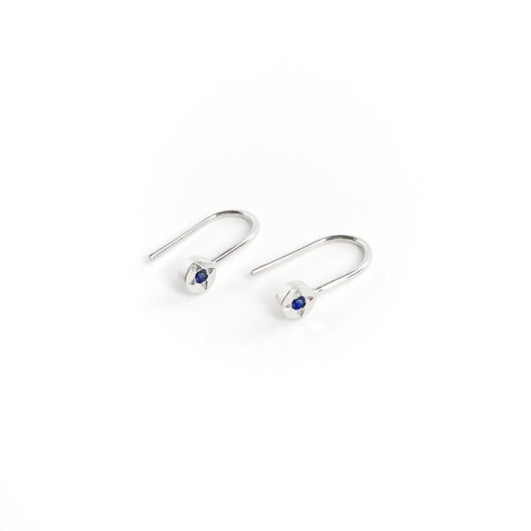 Sapphire Dot Earrings in Silver