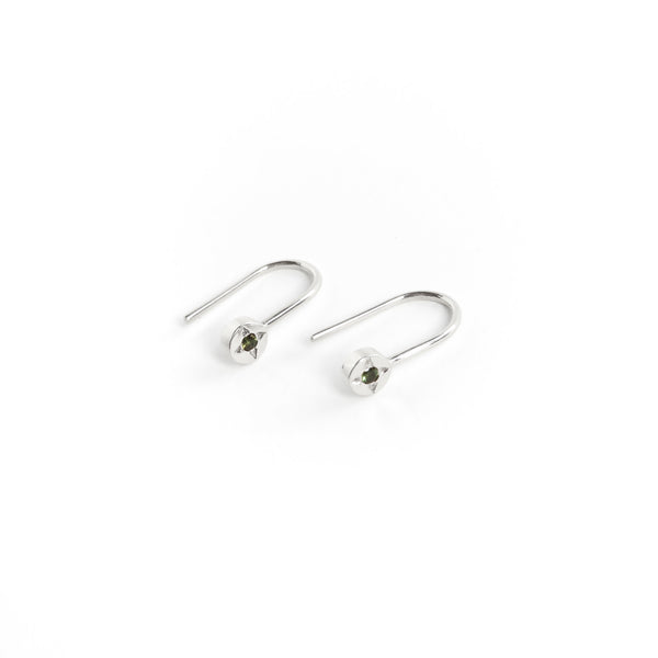 Tourmaline Dot Earrings in Silver