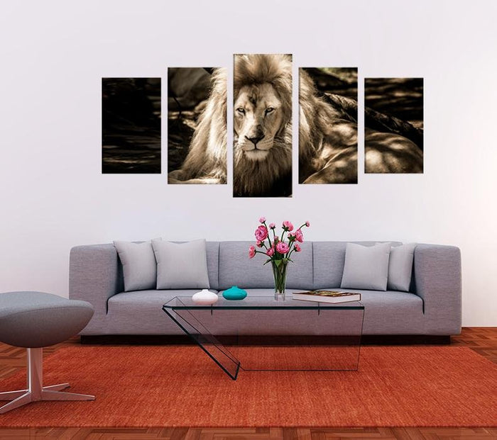 Lion Image Multi Panel Canvas Print wall Art - MPC144 - Art Fever - Art Fever