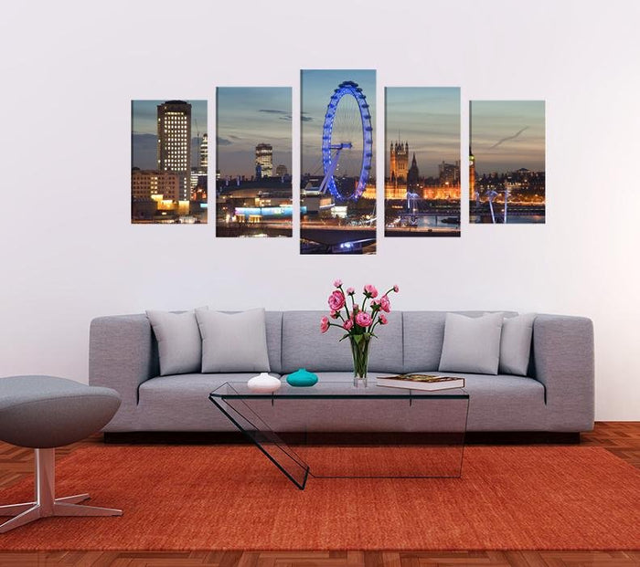 The London Skyline At Night Scene Image Canvas Art Multi Panel Canvas Prints Art Fever