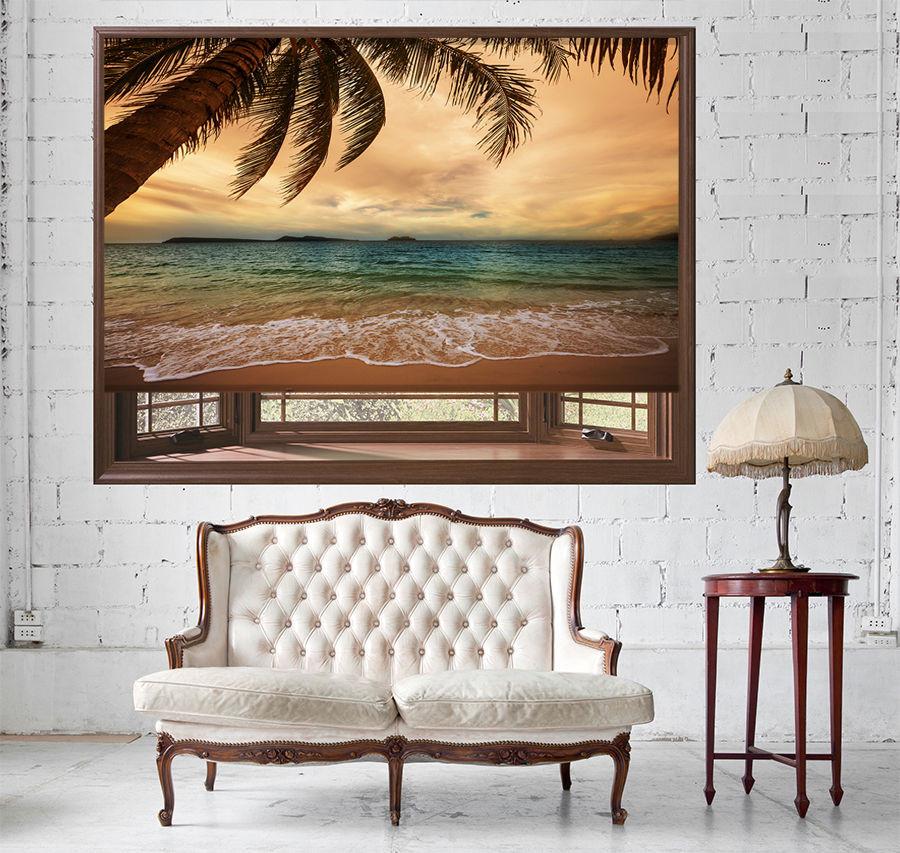 Tropical Beach at Dusk Printed Picture Photo Roller Blind | Art Fever