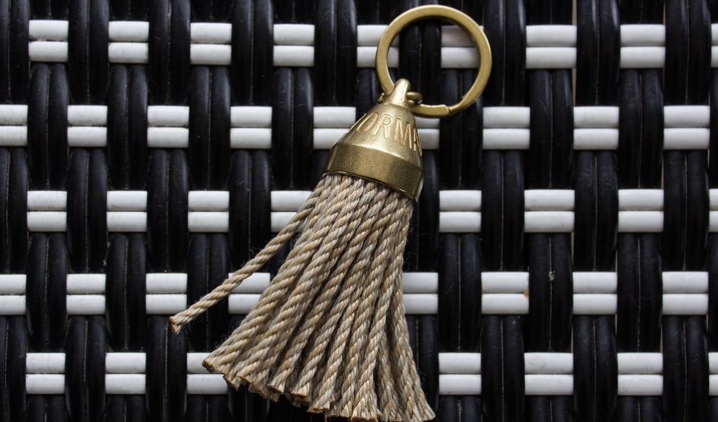 sailormade guest house rope tassel keychain in brass