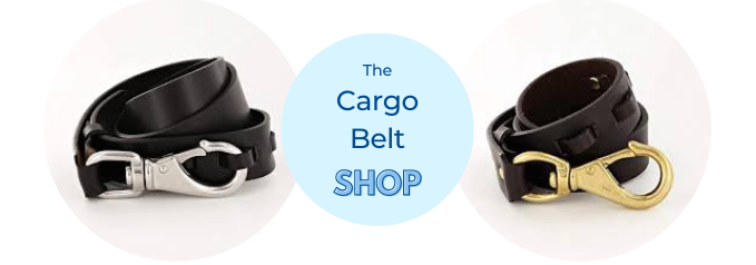 cargo leather belt with snap hook brass buckle