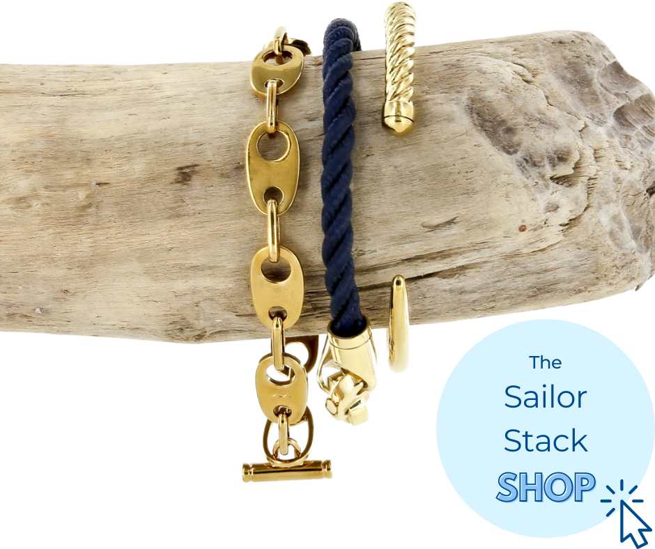 nautical sailor stack of bracelets for women