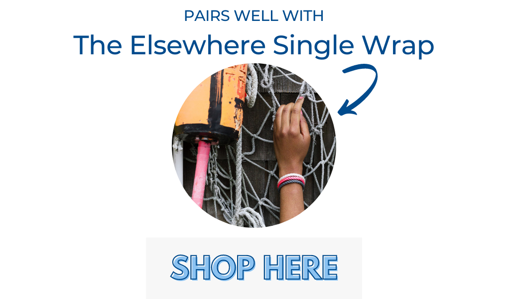 women's elsewhere single wrap rope bracelet in pink, white, charcoal