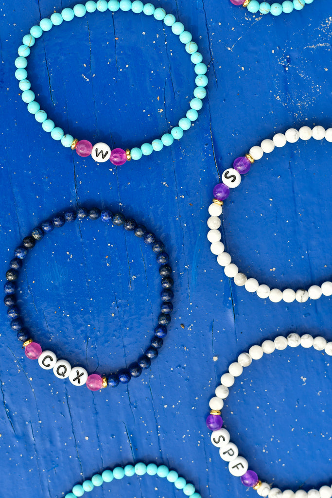 Custom Letter Bead Rayminder UV Awareness bracelets for sun safety and uv protection 