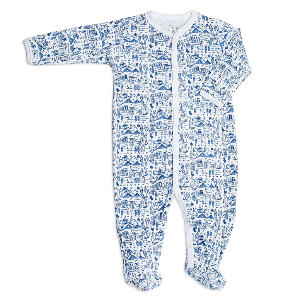 joy street kids baby onesie with hand drawn boston pattern