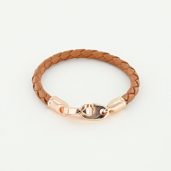 Lure Double Wrap Leather Bracelet with Rose Gold Brummels