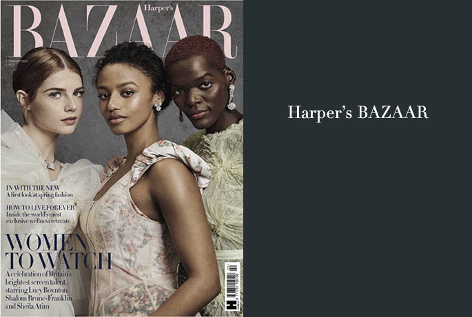 Harper's Bazaar UK Feburary 2023 cover - three women with the words Women to Watch