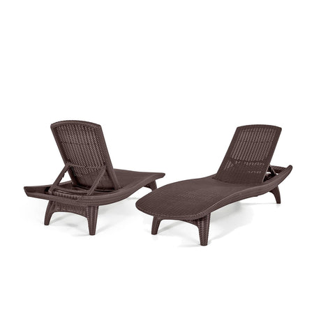 Keter Rattan Brown Chaise Lounge Chairs - Set of 2 - RokBuy