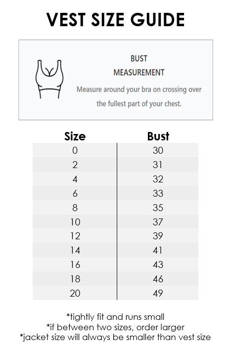 Women’s Tux Size & Measurement Guide – LITTLE BLACK TUX