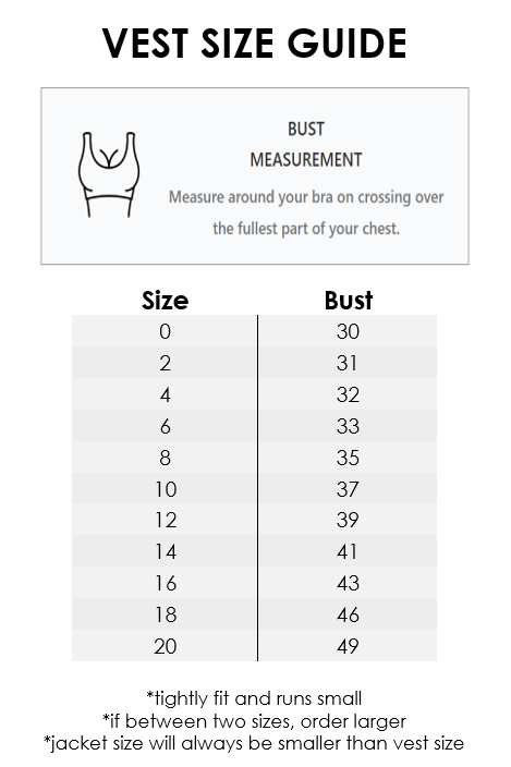 Women's Tux Size & Measurement Guide – LITTLE BLACK TUX