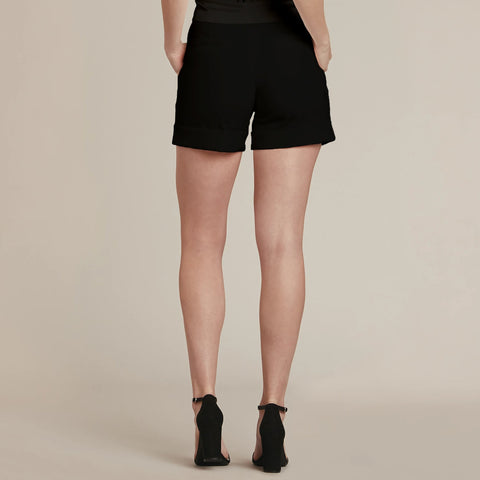 Black Tuxedo Shorts for Women Pocketed With Side Satin Stripe – Little ...