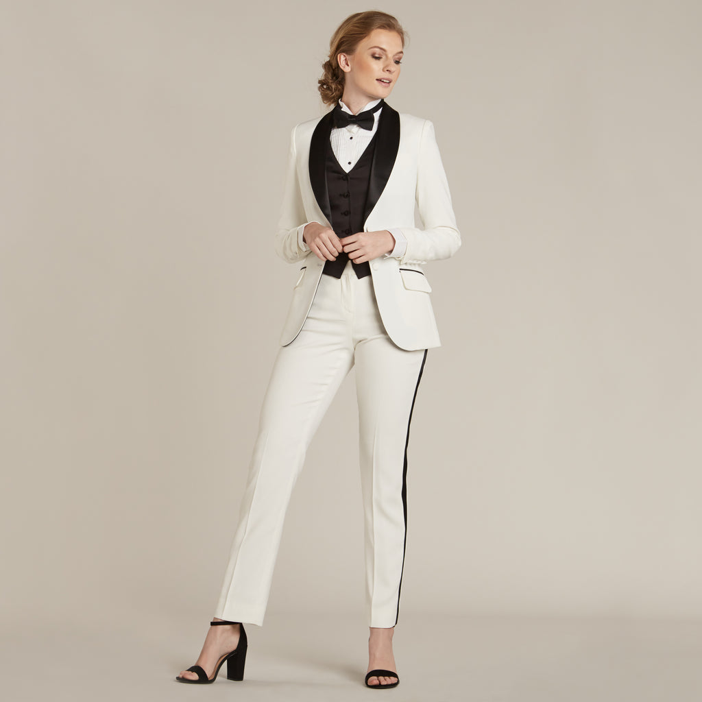 White and Black Shawl Collar Jacket for Women – Little Black Tux