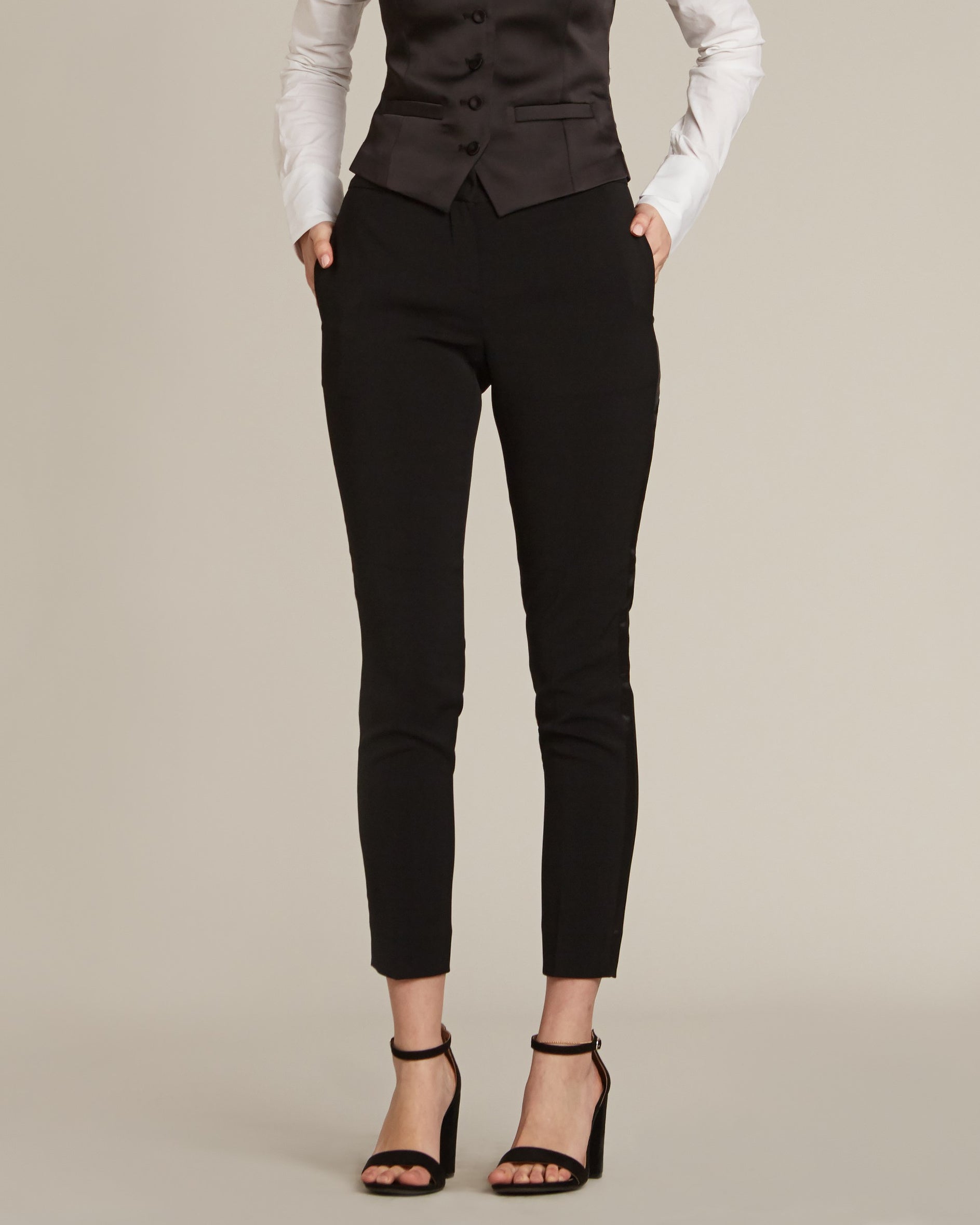 Black Slim Fit Tuxedo Pants for Women – LITTLE BLACK TUX