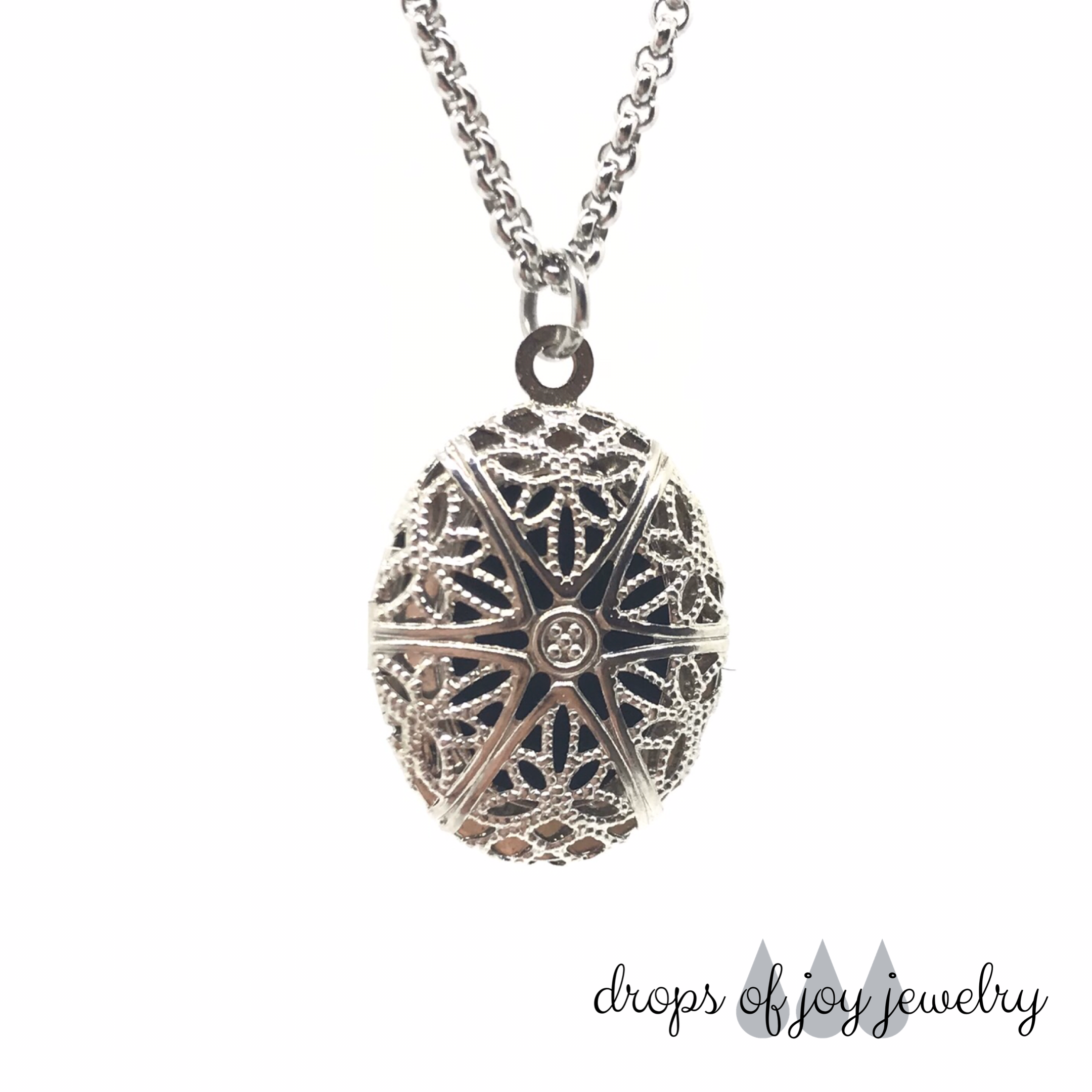 Silver Lotus Locket Diffuser Necklace