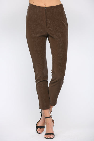 Stella Printed Faux Leather Pants (Chocolate Brown)