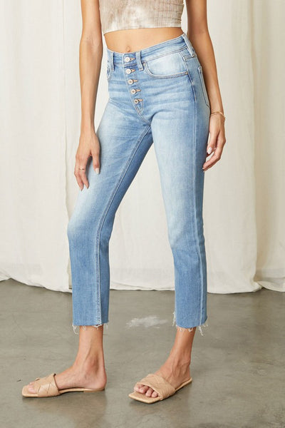Lenox High Rise Cropped Straight Jeans (Medium Wash)