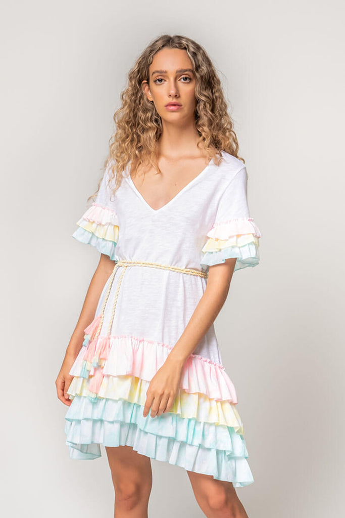 t shirt dress with ruffle sleeves