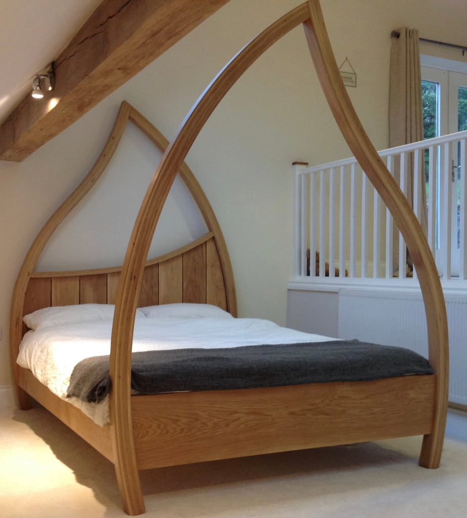 Solid Oak Four Poster Bed - Unique, handcrafted, modern, oak beds. – Abowed
