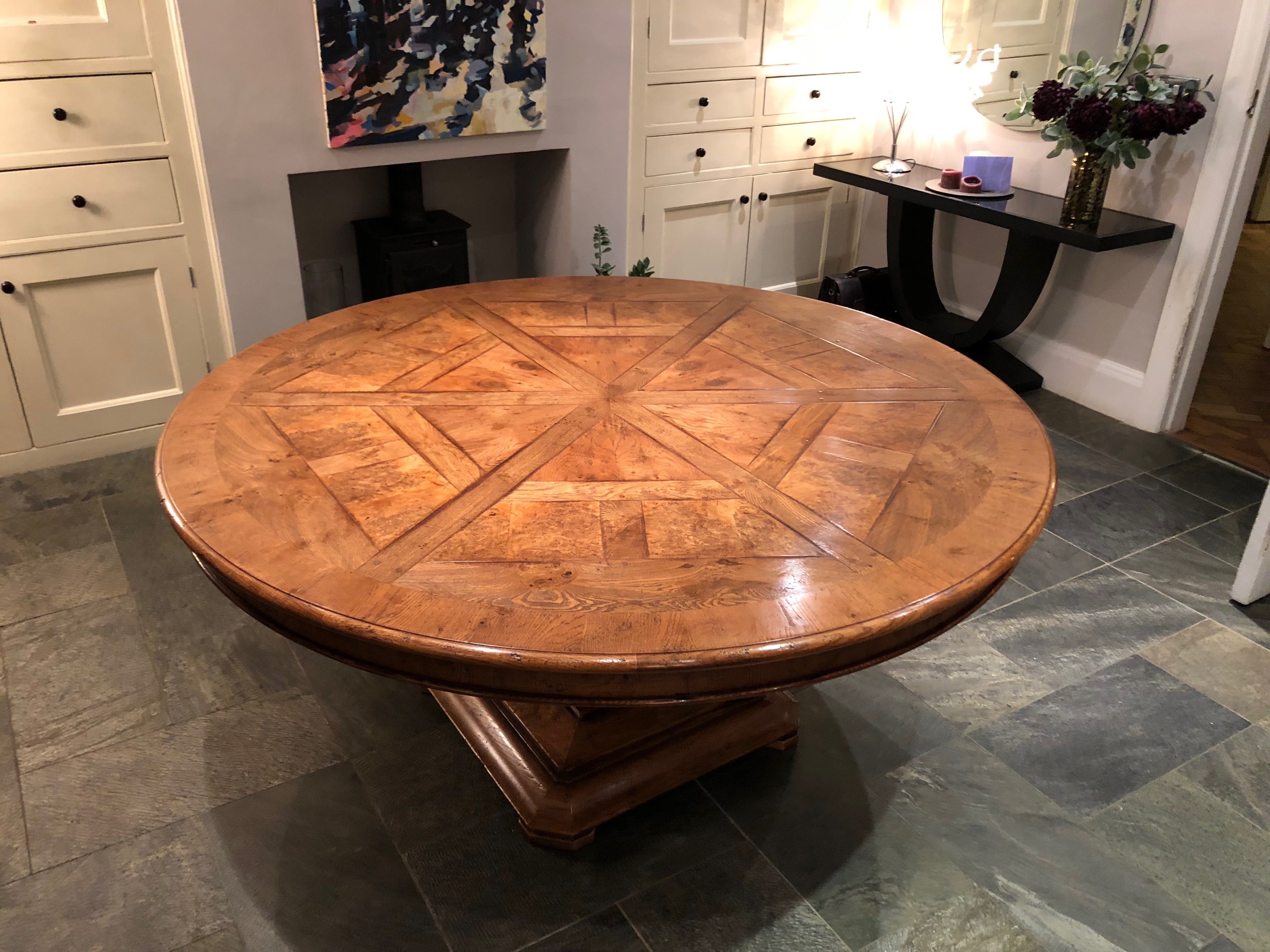 Circular Dining Table Handmade Oak Burr Oak Segmented