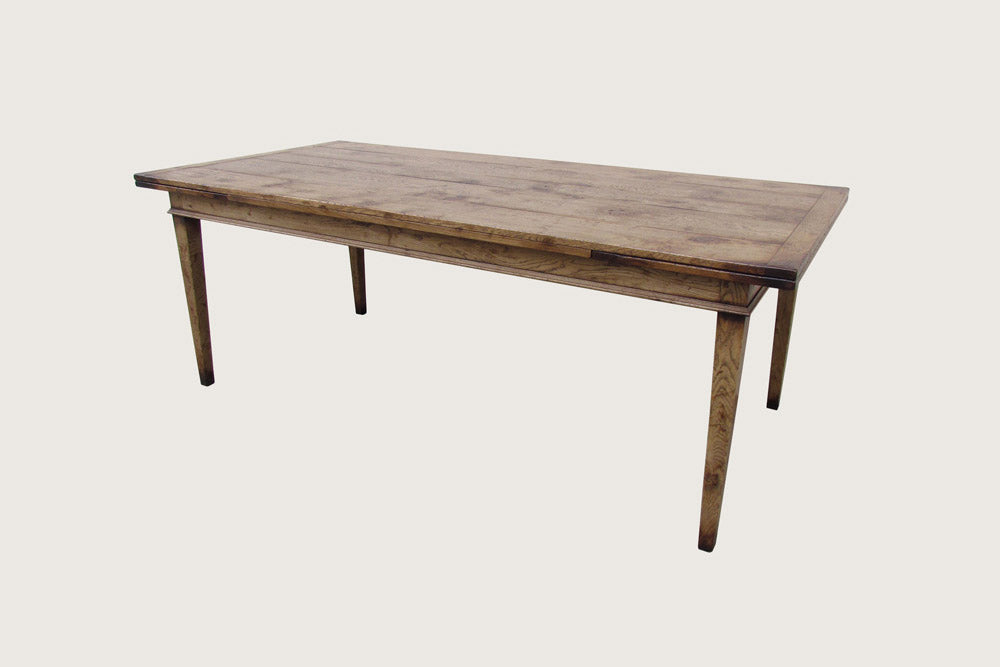 Oak Dining Table, Farmhouse design with Two draw out Leaves. – Garners