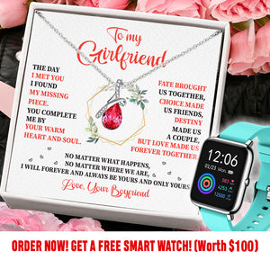 (GF002) Water Drop Gemstone Necklace + FREE SMART WATCH (Worth $100) + Message Card // Gift For Girlfriend