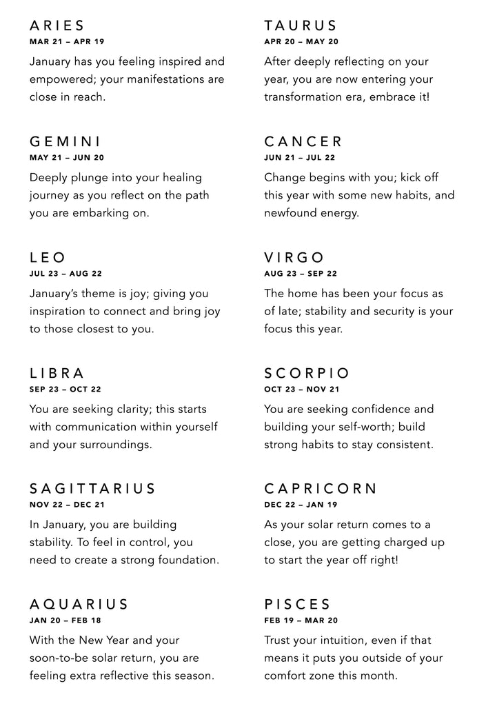 january 2024 horoscopes: aries, taurus, gemini, cancer, leo, virgo, libra, scorpio, sagittarius, capricorn, aquarius, pisces
